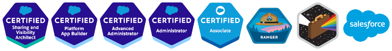 Banner listing Salesforce Certifications and Trailhead Rank